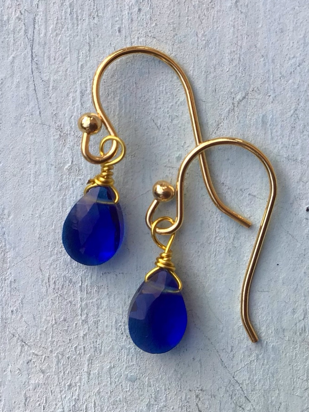 Blue Sapphire Quartz Sundance Charm Earrings 18k gold plated